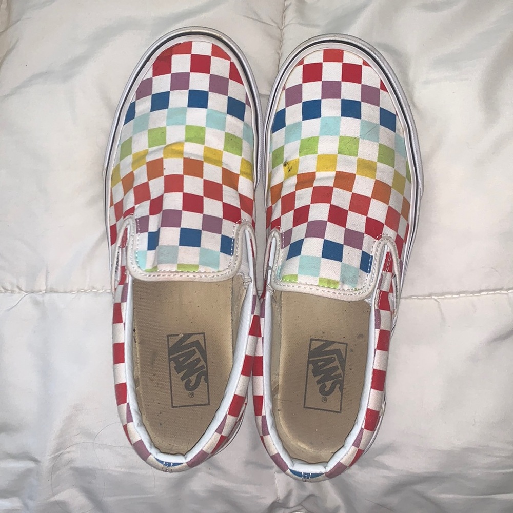rainbow checkered vans